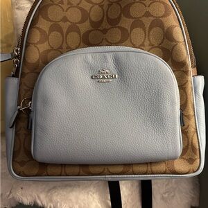 Coach Brown and Blue Backpack with Monogram Design